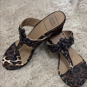 New York Transit Brown and Black Sandals with Bow Details